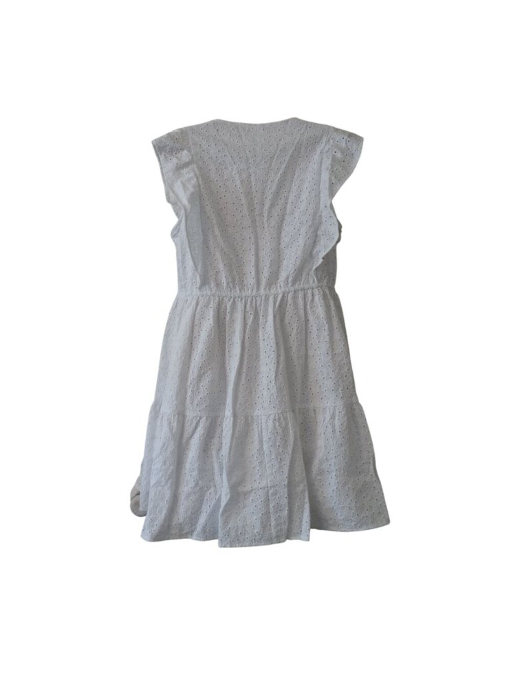 Time And Tru Women White Eyelet Ruffle Sleeveless Tiered Mini Dress Size M 8 10 - Picture 5 of 12